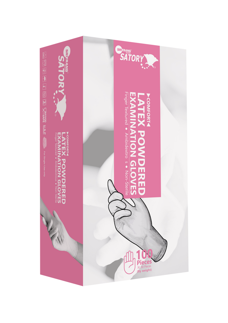 SATORY Comfort Latex Powdered Examination Glove