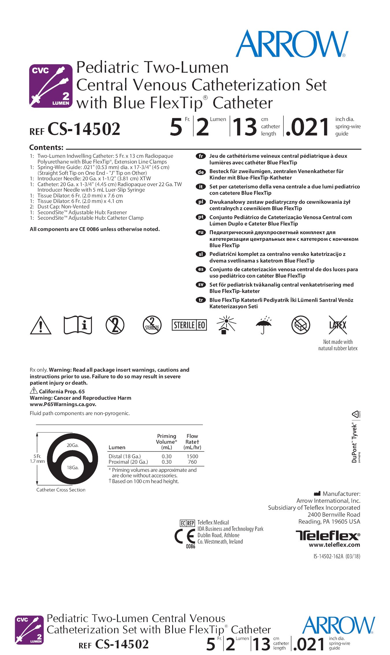 Arrow Central Venous Catheterization Set with Blue FlexTip® Catheter